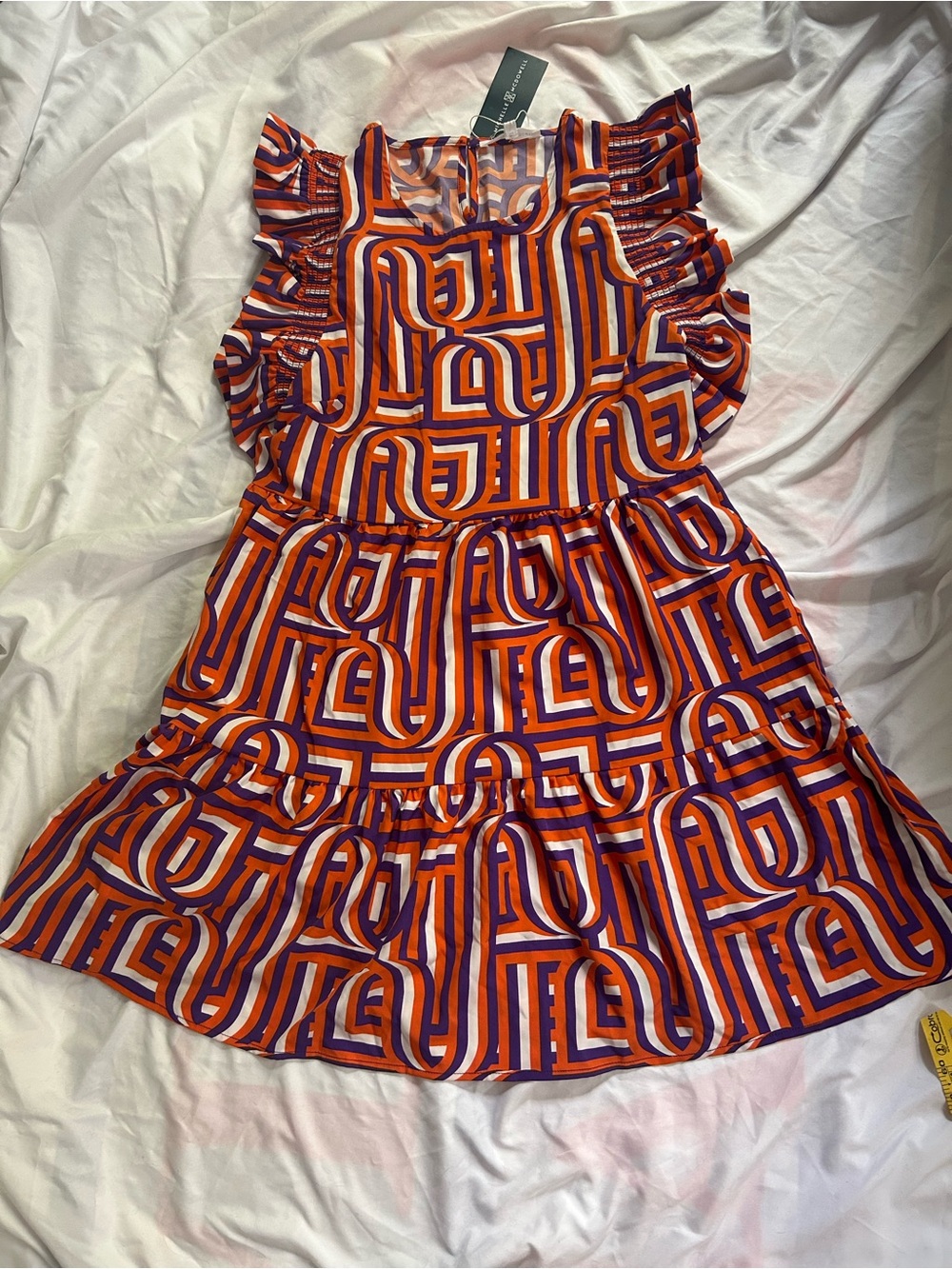 Michelle McDowell Orange and Purple Everly Touchdown Dress Size Small; NWT